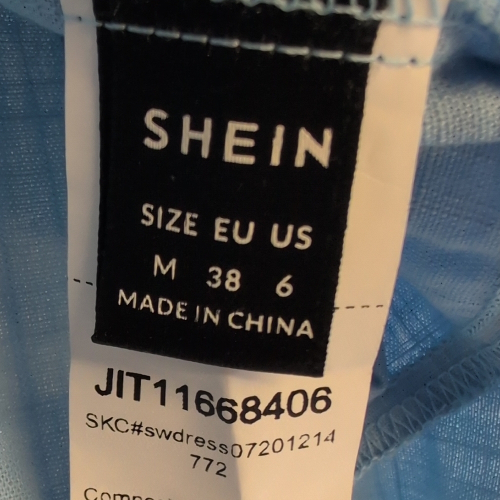 SHEIN Light Blue Ruffle Mini Dress M              CC226 - Picture 6 of 7